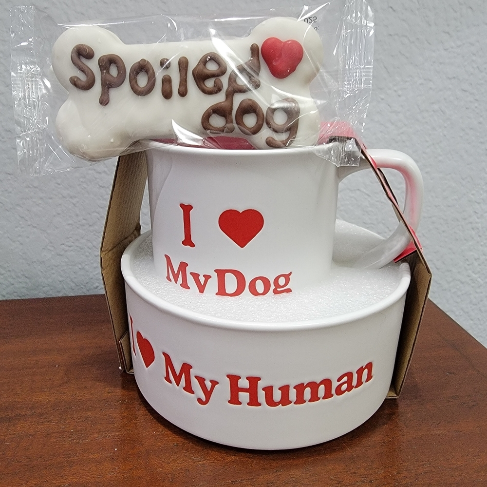 I ❤️ Dogs - bowl, mug and treat